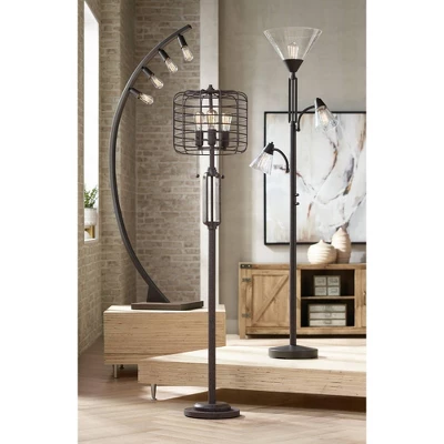 Franklin Iron Works Warwick Industrial Torchiere Floor Lamp with Side Lights 71 1/2" Tall Tiger Bronze LED Clear Seedy Glass for Living Room Reading Franklin Iron Works Warwick Industrial Torchiere Floor Lamp With Side Lights 71 1/2" Tall Tiger Bronze LED Clear Seedy Glass For Living Room Reading -Famous Lighting Store GUEST 023745ec 43a4 41a8 8b0c dd8b58eadc03