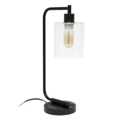 Modern Iron Desk Lamp With USB Port And Glass Shade - Lalia Home -Famous Lighting Store GUEST 0271aee3 985e 48d4 a15b 4aeff725f539