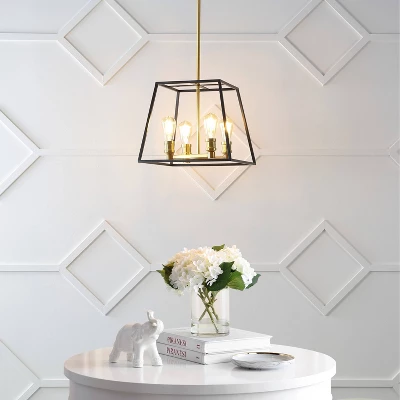 15" 4-Light Lloyd Farmhouse Industrial Iron LED Pendant Black/Brass Gold - JONATHAN Y 15" 4-Light Lloyd Farmhouse Industrial Iron LED Pendant Black/Brass Gold - JONATHAN Y -Famous Lighting Store GUEST 0295a56d f60f 45e8 8097 246698a0fecc