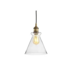 7.5" Adjustable Metal Goldwater Drop Pendant (Includes Energy Efficient Light Bulb) Brass - JONATHAN Y