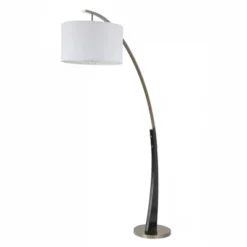 FC Design 71.5" Tall Drum Shade Arched Floor Lamp With Unique Black Wood Pole And Metal Base -Famous Lighting Store GUEST 03849f73 6100 4de1 a756 dbe11dced8fd