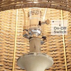 John Timberland Trinidad Country Cottage Table Lamps 26 1/2" High Set Of 2 Antique White Candlestick Rattan Tapered Drum Shade For Bedroom Living Room -Famous Lighting Store GUEST 03bf9f87 d91c 4d13 94d2 14c16cd3bff5