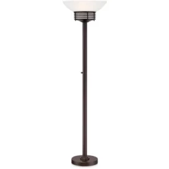 Possini Euro Design Light Blaster Modern Torchiere Floor Lamp 72 1/2" Tall Warm Bronze LED White Frosted Glass Bowl Shade For Living Room Bedroom Home -Famous Lighting Store GUEST 044fa56b bd09 4af5 a6cf 06424a08986e