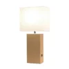 21" Lexington Leather Base Modern Home Decor Bedside Table Lamp With USB Charging Port And Fabric Shade - Lalia Home -Famous Lighting Store GUEST 04643c7c 4a9d 4869 aafc ffe57fce7bb8