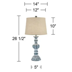 Regency Hill Tanya Country Cottage Table Lamps 26 1/2" High Set Of 2 Blue Wash Burlap Linen Drum Shade For Bedroom Living Room Bedside Nightstand Home 7 Regency Hill Tanya Country Cottage Table Lamps 26 1/2" High Set Of 2 Blue Wash Burlap Linen Drum Shade For Bedroom Living Room Bedside Nightstand Home -Famous Lighting Store GUEST 058f378b 6151 4502 aa1c 6cbd51a871e3