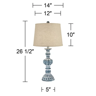 Regency Hill Tanya Country Cottage Table Lamps 26 1/2" High Set of 2 Blue Wash Burlap Linen Drum Shade for Bedroom Living Room Bedside Nightstand Home Regency Hill Tanya Country Cottage Table Lamps 26 1/2" High Set Of 2 Blue Wash Burlap Linen Drum Shade For Bedroom Living Room Bedside Nightstand Home -Famous Lighting Store GUEST 058f378b 6151 4502 aa1c 6cbd51a871e3