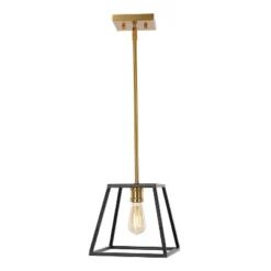 9.25" 1-Light Girard Farmhouse Industrial Iron LED Pendant Black/Brass Gold - JONATHAN Y 12 9.25" 1-Light Girard Farmhouse Industrial Iron LED Pendant Black/Brass Gold - JONATHAN Y -Famous Lighting Store GUEST 0779f60a 3b95 469f b3ea 9c185d1ed82f