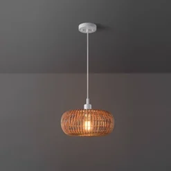 Fitz 1-Light Plug-In Or Hardwire Rattan Shade Pendant Lighting - Globe Electric -Famous Lighting Store GUEST 087a3f1d d835 40e3 a2bc e188abfd03e2