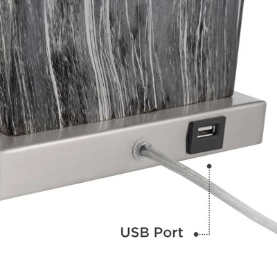 360 Lighting Connie Modern Table Lamps Set of 2 25" High Black Faux Marble with USB Charging Ports White Rectangular Shade for Living Room House Desk 360 Lighting Connie Modern Table Lamps Set Of 2 25" High Black Faux Marble With USB Charging Ports White Rectangular Shade For Living Room House Desk -Famous Lighting Store GUEST 09c8e827 37a6 4c3e 8b46 975d23a28f75