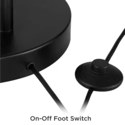 360 Lighting Modern Arc Floor Lamp With USB Charging Port 72" Tall Black White Linen Drum Shade For Living Room Reading House Home -Famous Lighting Store GUEST 0a424458 0b6c 4aeb 9009 e2448c019225