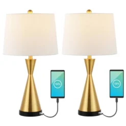 (Set Of 2) 26" Colton Classic French Country Iron LED Table Lamp With USB Charging Port (Includes LED Light Bulb) - JONATHAN Y -Famous Lighting Store GUEST 0a63be69 c69b 49e7 8f0b 2e89e140c2c6