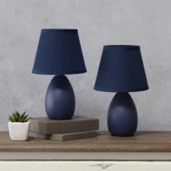 9.45" 2pk Petite Ceramic Oblong Bedside Table Desk Lamps With Matching Tapered Drum Shade Blue - Creekwood Home 8 9.45" 2pk Petite Ceramic Oblong Bedside Table Desk Lamps With Matching Tapered Drum Shade Blue - Creekwood Home -Famous Lighting Store GUEST 0ae6ccf3 b598 4bbf 9a14 9cdf7e2aef24