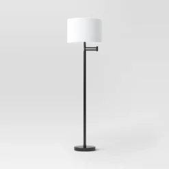 Metal Column Swing Arm Floor Lamp Black/White - Threshold™ -Famous Lighting Store GUEST 0b572553 9e4a 4352 9d32 63a09bdeccc9