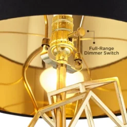 Possini Euro Design Modern Table Lamp 30" Tall Gold Metal Geometric Cube Black Drum Shade For Bedroom Living Room Bedside Nightstand Office Kids House -Famous Lighting Store GUEST 0b7654cc b5c5 46d0 b50c 9239fc2426cd