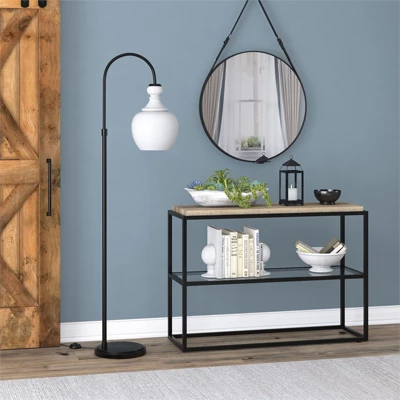 Black Bronze Arc Floor Lamp with White Milk Glass Shade - Henn&Hart Black Bronze Arc Floor Lamp With White Milk Glass Shade - Henn&Hart -Famous Lighting Store GUEST 0c2c89cb e9d5 4387 a99e 03973a9b4467