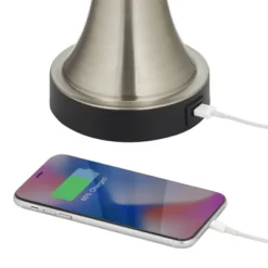 360 Lighting Seymore Modern Table Lamps 26" High Set Of 2 Silver With USB Charging Port LED Touch On Off White Drum Shade For Bedroom Living Room Desk -Famous Lighting Store GUEST 0c689184 7af5 4535 9003 8a3d1be4603c