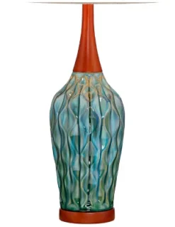 360 Lighting Rocco Modern Mid Century Table Lamps 30" Tall Set Of 2 Blue Teal Glaze Ceramic Linen Drum Shade For Bedroom Living Room Nightstand Home -Famous Lighting Store GUEST 0c744fad c8b3 482c 9cd3 91e475780e74