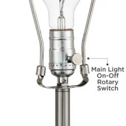 Possini Euro Design Wagner Modern Table Lamp 29 3/4" Tall Brushed Nickel With USB Charging Port And LED Gooseneck Lights White Shade For Living Room -Famous Lighting Store GUEST 0c8b0d3a 6ee3 425d a9ee 36a22cf89e5f