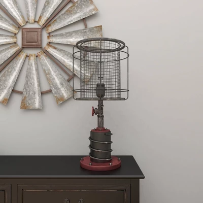 10" x 21" Industrial Accent Lamp with Iron Wire Cage Shade Red/Black - Olivia & May 10" X 21" Industrial Accent Lamp With Iron Wire Cage Shade Red/Black - Olivia & May -Famous Lighting Store GUEST 0d60fdec 5434 441a 8c83 b9ef85549d83