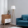 HOMCOM Modern Tripod Floor Lamp Free Standing Land Lamp W/ Steel Frame, Footswitch, Fabric Lampshade And E26 Base For Living Room, Bedroom, Gold 1 HOMCOM Modern Tripod Floor Lamp Free Standing Land Lamp W/ Steel Frame, Footswitch, Fabric Lampshade And E26 Base For Living Room, Bedroom, Gold -Famous Lighting Store GUEST 0e22f8c0 3a9d 457c 9c43 edbf6e622ab7