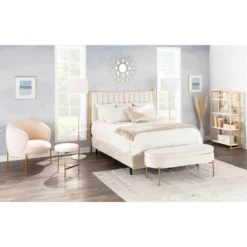 Chloe Contemporary Shelf Floor Lamp With Marble Base/Glass Shelf And Linen Shade White (Includes LED Light Bulb) - LumiSource -Famous Lighting Store GUEST 0e36f51f 9e26 4bf3 a197 158f75621539