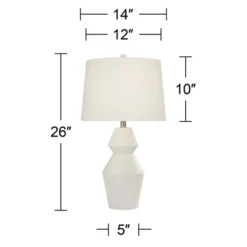 360 Lighting Modern Table Lamps 26" High Set Of 2 White Gourd Fabric Tapered Drum Shade For Bedroom Living Room House Home Bedside Nightstand Office -Famous Lighting Store GUEST 10b791ab fe56 407f a701 dd9eee1b1ed2