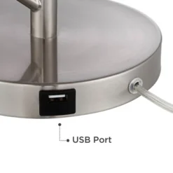360 Lighting Modern Table Lamps Set Of 2 With USB Charging Port 26" High Metal Arc White Drum Shade For Living Room Bedroom Bedside Office -Famous Lighting Store GUEST 11776ada 0537 4695 9479 b49b77fb6dab