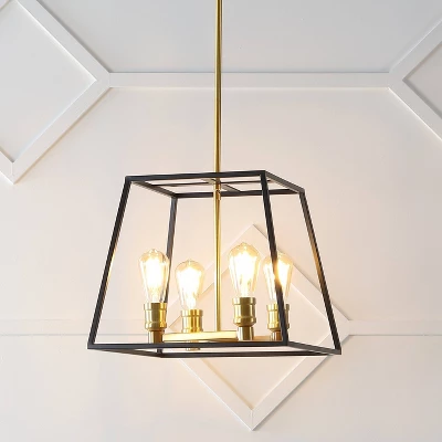 15" 4-Light Lloyd Farmhouse Industrial Iron LED Pendant Black/Brass Gold - JONATHAN Y 15" 4-Light Lloyd Farmhouse Industrial Iron LED Pendant Black/Brass Gold - JONATHAN Y -Famous Lighting Store GUEST 1434c28d 66d3 4231 871b 9e8ff6312d1a