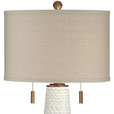 Possini Euro Design Kingston Modern Mid Century Table Lamp 32 3/4" Tall White Grooved Patterned Ceramic Taupe Drum Shade for Bedroom Living Room House Possini Euro Design Kingston Modern Mid Century Table Lamp 32 3/4" Tall White Grooved Patterned Ceramic Taupe Drum Shade For Bedroom Living Room House -Famous Lighting Store GUEST 15d26357 aafb 47a0 8f9a 2fff0faebb83