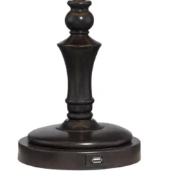 Regency Hill Traditional Swing Arm Desk Table Lamps 21.75" High Set Of 2 With USB Port Bronze Metal Faux Leather Shade For Living Room Bedroom -Famous Lighting Store GUEST 16e335f7 47ce 4037 810e e93fba2a866c