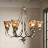 Franklin Iron Works Amber Scroll Golden Bronze Large Chandelier 31 1/2" Wide Rustic Art Glass 6-Light Fixture For Dining Room House Kitchen Island -Famous Lighting Store GUEST 182c75d2 3739 4842 9347 12640130b3a9