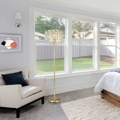 63" Cleo Glam Gold Metal and Faceted Crystal Drum Shade Floor Lamp - River of Goods 63" Cleo Glam Gold Metal And Faceted Crystal Drum Shade Floor Lamp - River Of Goods -Famous Lighting Store GUEST 19ba6faa 98c8 4f6c 9002 0f88766379f3