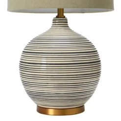 Textured Striped Ceramic Table Lamp With Linen Shade (Includes LED Light Bulb) Black/White/Gray - Storied Home -Famous Lighting Store GUEST 19c8b0f2 fa3c 4bb1 884c 80c75e09350e