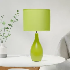 18.11" Traditional Standard Ceramic Dewdrop Table Desk Lamp With Matching Fabric Shade Green - Creekwood Home -Famous Lighting Store GUEST 1e11825a 196f 45d7 bdb8 8645bb68e4a4