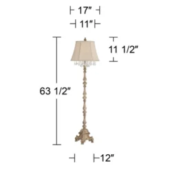 Barnes And Ivy Traditional Floor Lamp 63.5" Tall Distressed Candlestick Crystal Glass Beading Cream Bell Shade For Living Room Reading -Famous Lighting Store GUEST 1fff99c9 5092 41d3 a11c a2495fd978cd