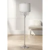 360 Lighting Modern Floor Lamp Standing 60 1/2" Tall Satin Steel Silver Crystal Off White Fabric Drum Shade For Living Room Bedroom Office House Home -Famous Lighting Store GUEST 20199095 58a5 4cd5 bd16 33ca9d862d0e
