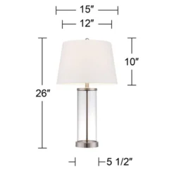 360 Lighting Coastal Table Lamps 26" High Set Of 2 Clear Glass Fillable Steel White Tapered Shade For Living Room Family Bedroom Bedside -Famous Lighting Store GUEST 21612943 b951 4630 866e f2a519f56c8f