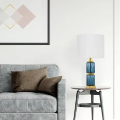 19.5" Vivian Cylinder Base Table Lamp Blue/Gold - River Of Goods 4 19.5" Vivian Cylinder Base Table Lamp Blue/Gold - River Of Goods -Famous Lighting Store GUEST 2282facb 2b80 4139 9667 8cb8847f4c00