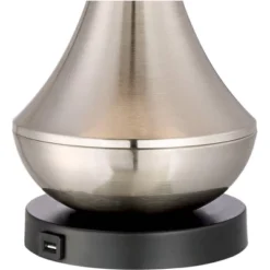 360 Lighting Simon Modern Table Lamps 25 1/2" High Set Of 2 Brushed Nickel With USB Charging Port And Table Top Dimmers White Fabric For Home Desk -Famous Lighting Store GUEST 23092e0f b7cb 404e 84af f4cf81c3762c