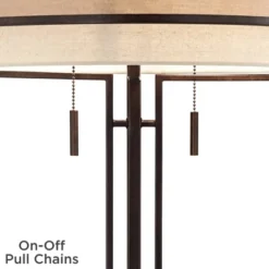 Franklin Iron Works Andes Modern Industrial Table Lamp 27 1/2" Tall Oil Rubbed Bronze Metal Stacked Double Fabric Drum Shade For Bedroom Living Room -Famous Lighting Store GUEST 23483765 cadc 4980 b960 78d11e9d10e7