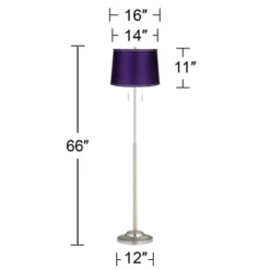 360 Lighting Abba Modern Floor Lamp Standing 66" Tall Brushed Nickel Silver Metal Satin Purple Drum Shade For Living Room Bedroom Office House Home -Famous Lighting Store GUEST 24888fb5 d828 4c2a 8e1a 5009ac917cc1