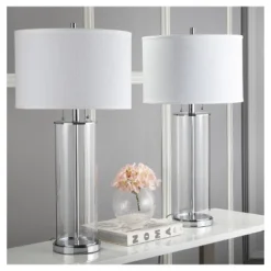 (Set Of 2) 31" Velma Table Lamp Clear (Includes CFL Light Bulb) - Safavieh