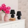 8.66" 2pk Petite Ceramic Orb Base Bedside Table Lamps With Matching Tapered Drum Shade Black - Creekwood Home -Famous Lighting Store GUEST 2664c452 ae0e 4ddd 9e84 079d19450cb1