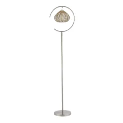 63.75" Isla High Brushed Nickel Iron Candlestick Floor Lamp With Round Tan Rattan Shade - River Of Goods 7 63.75" Isla High Brushed Nickel Iron Candlestick Floor Lamp With Round Tan Rattan Shade - River Of Goods -Famous Lighting Store GUEST 26bc82cb 950b 4cba 97ec a36f2682c294