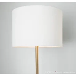 Chloe Contemporary Shelf Floor Lamp With Marble Base/Glass Shelf And Linen Shade White (Includes LED Light Bulb) - LumiSource -Famous Lighting Store GUEST 2710f141 88f4 4d37 af4d e5f33c200a5e