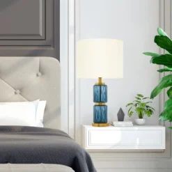 19.5" Vivian Cylinder Base Table Lamp Blue/Gold - River Of Goods 3 19.5" Vivian Cylinder Base Table Lamp Blue/Gold - River Of Goods -Famous Lighting Store GUEST 27c39849 08e7 4d2e 91ac bfdcf4950acc