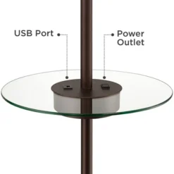 360 Lighting Caper Modern Floor Lamp With Tray Table 60 1/2" Tall Bronze USB And AC Power Outlet Off White Fabric Drum Shade For Living Room Office -Famous Lighting Store GUEST 2829501d 1afa 4a1f b736 9c74b6a6668b