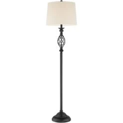 Franklin Iron Works Annie Rustic Floor Lamp Standing 63" Tall Bronze Iron Scroll Cream Hardback Drum Shade For Living Room Bedroom Office House Home -Famous Lighting Store GUEST 285043c6 6885 4b88 a4e4 86d04312cce3