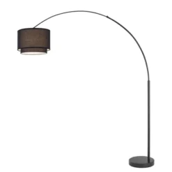 FC Design Modern 81" Tall Standing Adjustable Arched Floor Lamp With Double Drum Shade And Marble Base -Famous Lighting Store GUEST 28822f91 0459 4bca a77d 689e70abd7e2