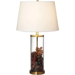 360 Lighting Coastal Table Lamp 26" High Glass Cylinder Gold Fillable White Drum Shade For Living Room Family Bedroom Bedside Nightstand -Famous Lighting Store GUEST 29f95061 3a20 4401 aced ab41980b13ce